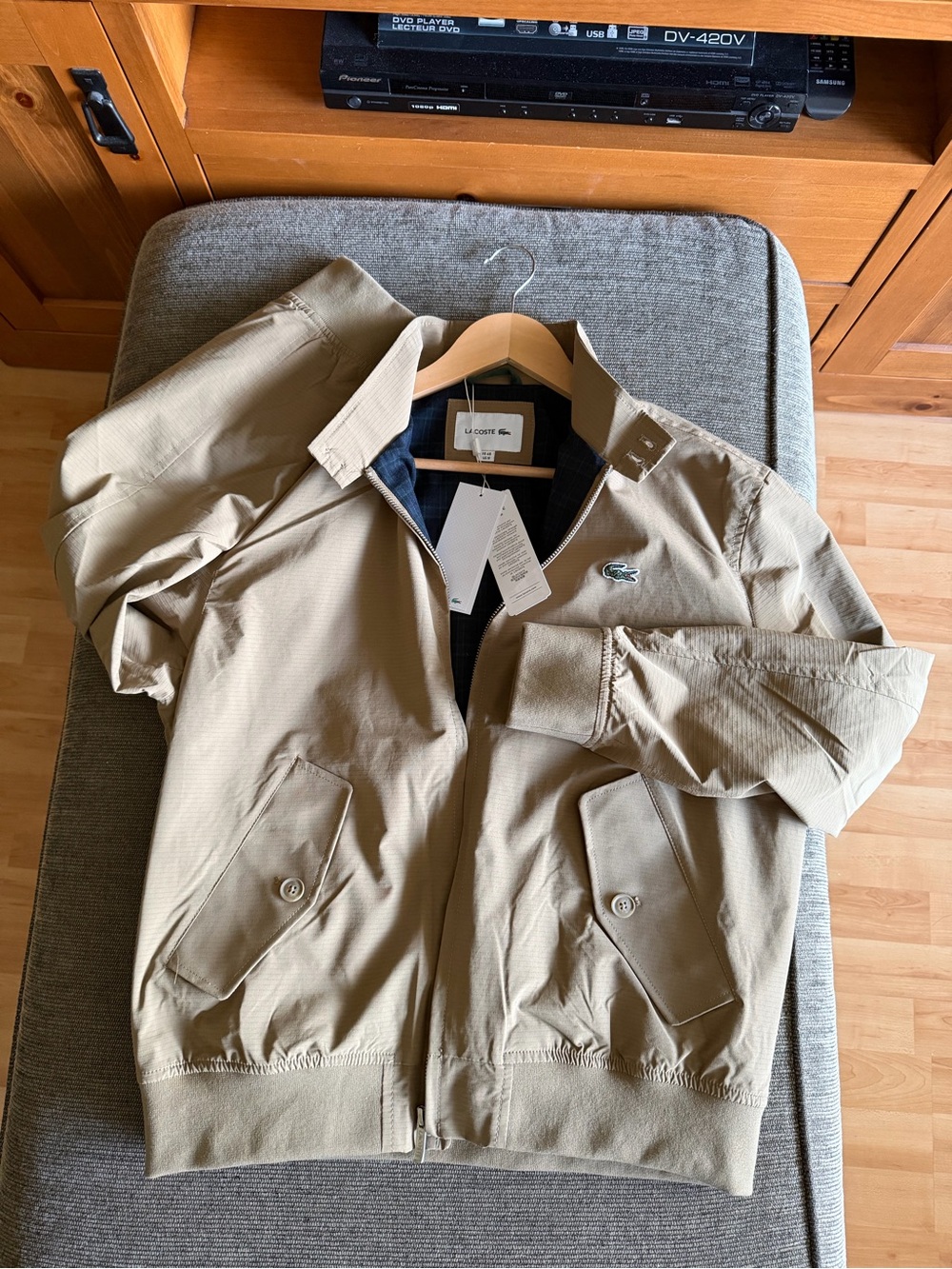 NWT Genuine Lacoste Men’s Dark Khaki  Harrington Jacket - Tight Medium